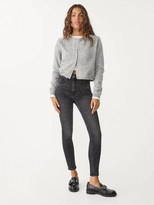 Stradivarius D09 Jeansy skinny z bardzo wysokim stanem  CZARNY DENIM