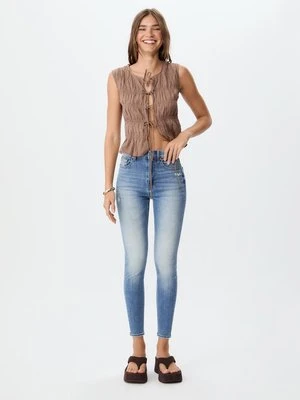 Stradivarius D09 Jeansy skinny z bardzo wysokim stanem  ŚREDNI NIEBIESKI DENIM