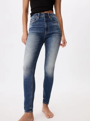 Stradivarius D09 Jeansy skinny super high waist  WYBLAKŁY DENIM