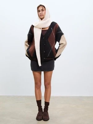 Stradivarius D60 Mini spódniczka jeansowa  CZARNY DENIM Z EFEKTEM SPRANIA