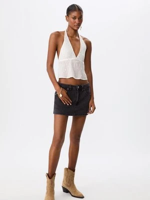 Stradivarius D62 Jeansowe spódnicospodenki  CZARNY DENIM