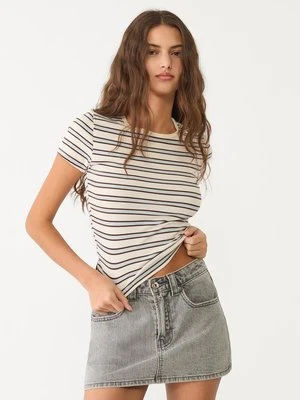 Stradivarius D62 Jeansowe spódnicospodenki  PERŁOWOSZARY DENIM