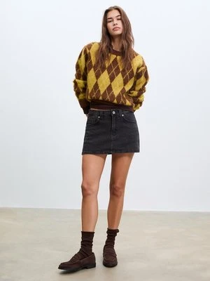 Stradivarius D62 Spódnico-spodnie denimowe  CZARNY DENIM