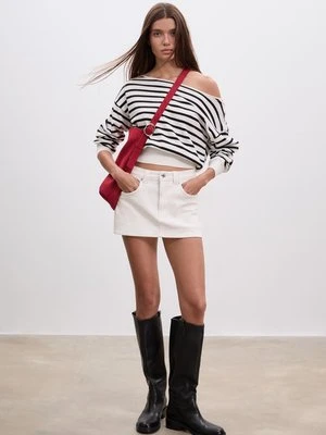 Stradivarius D62 Spódnico-spodnie jeansowe  Biały