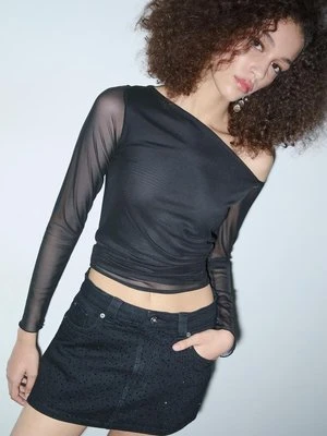 Stradivarius D62 Spódnico-spodnie jeansowe z brokatem  WYBLAKŁY CZARNY