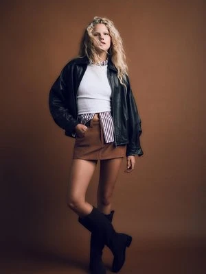 Stradivarius D62 Spódnico-spodnie ze sztucznego zamszu  Brązowy