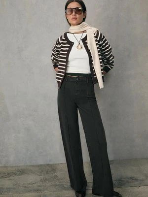 Stradivarius D63 Jeansy wide leg z przeszyciami