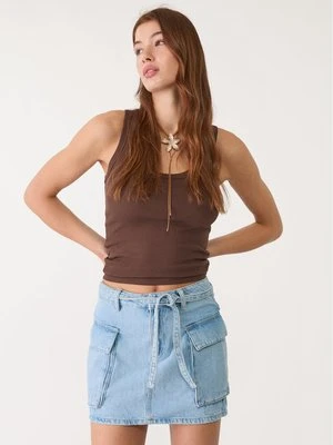 Stradivarius D66 Jeansowa spódnica mini cargo  Niebieski denim