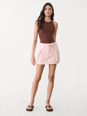 Stradivarius D66 Spódnica mini cargo  Pastelowy róż