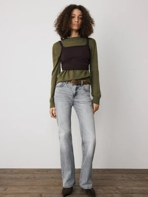 Stradivarius D68 Jeansy bootcut z paskiem  PERŁOWOSZARY DENIM