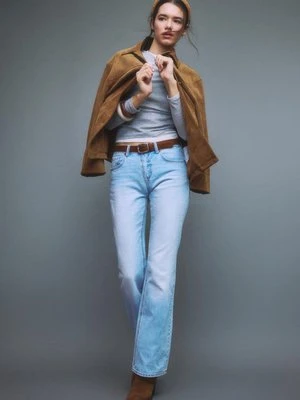 Stradivarius D68 Jeansy bootcut z paskiem  ŚREDNIOJASNY NIEBIESKI DENIM