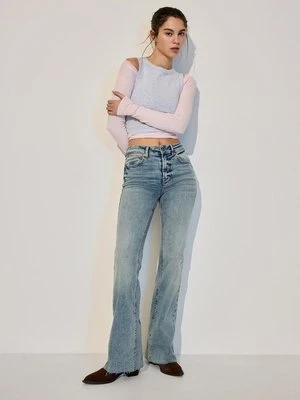 Stradivarius D74 Jeansy dzwony z rozcięciem  ŚREDNIOJASNY NIEBIESKI DENIM