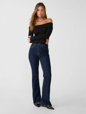 Stradivarius D74 Rozszerzane jeansy z rozcięciami  Niebieski denim