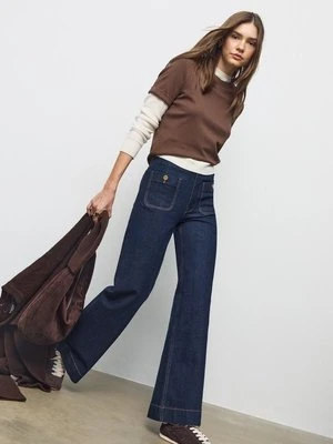 Stradivarius D77 Jeansy minimalistyczne z kieszeniami  NIEBIESKI DENIM OVERDYED