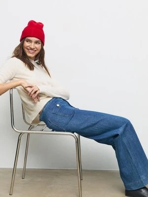 Stradivarius D77 Jeansy minimalistyczne z kieszeniami  ŚREDNI NIEBIESKI DENIM