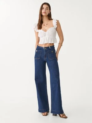 Stradivarius D77 Minimalistyczne jeansy z kieszeniami  Ciemnoniebieski