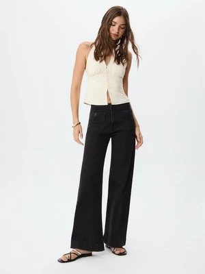 Stradivarius D77 Minimalistyczne jeansy z kieszeniami  CZARNY DENIM