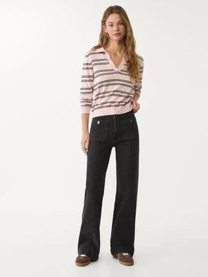 Stradivarius D77 Minimalistyczne jeansy z kieszeniami  CZARNY DENIM