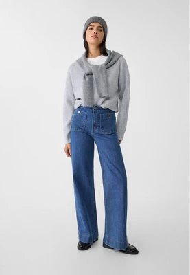 Stradivarius D77 Minimalistyczne jeansy z kieszeniami  Denim