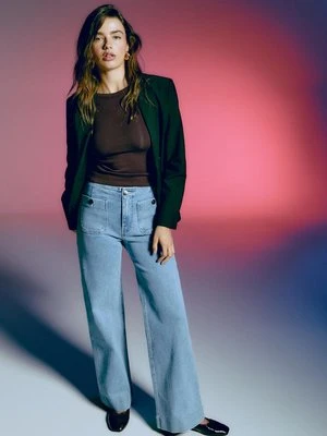 Stradivarius D77 Jeansy minimalistyczne z kieszeniami  ŚREDNIOJASNY NIEBIESKI DENIM