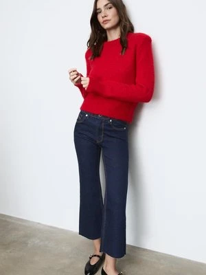 Stradivarius D78 Dżinsy cropped dzwony  NIEBIESKI DENIM OVERDYED