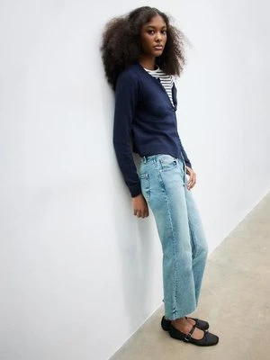 Stradivarius D78 Dżinsy cropped dzwony  ŚREDNI NIEBIESKI DENIM