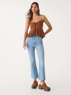 Stradivarius D78 Krótkie jeansy dzwony  ŚREDNIOJASNY NIEBIESKI DENIM