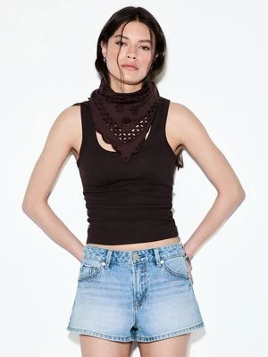 Stradivarius D79 Spodenki z niskim stanem  ŚREDNI NIEBIESKI DENIM