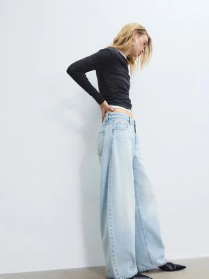 Stradivarius D80 Jeansy barrel fit  NIEBIESKI DENIM OVERDYED