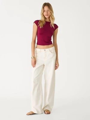 Stradivarius D82 jeansy barrel balloon fit  Ecru