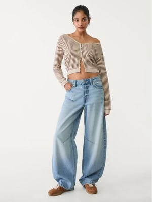 Stradivarius D82 jeansy barrel balloon fit  Jasnoniebieski