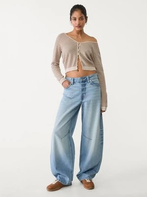 Stradivarius D82 jeansy barrel balloon fit  Jasnoniebieski