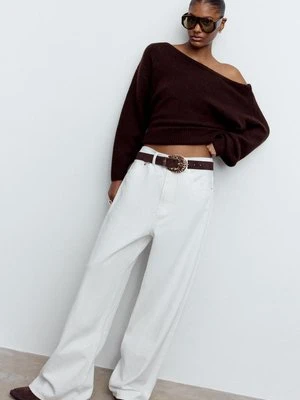 Stradivarius D88 Jeansy baggy z szerokimi nogawkami  Ecru