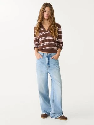 Stradivarius D88 Jeansy baggy z szerokimi nogawkami  Jasnoniebieski