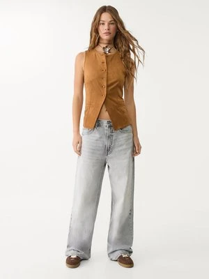 Stradivarius D88 Jeansy baggy z szerokimi nogawkami  PERŁOWOSZARY DENIM