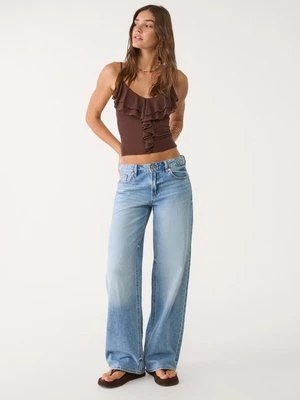 Stradivarius D91 Jeansy low wide leg  ŚREDNIOJASNY NIEBIESKI DENIM