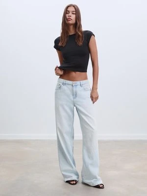 Stradivarius D91 Jeansy low wide leg  JASNONIEBIESKI DENIM
