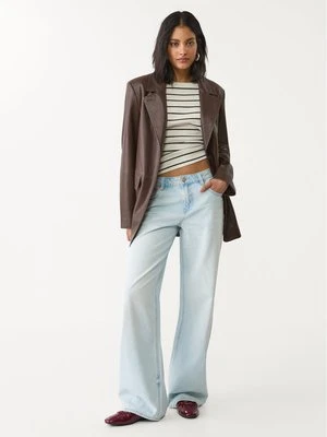 Stradivarius D91 Jeansy low wide leg  Niebieski denim