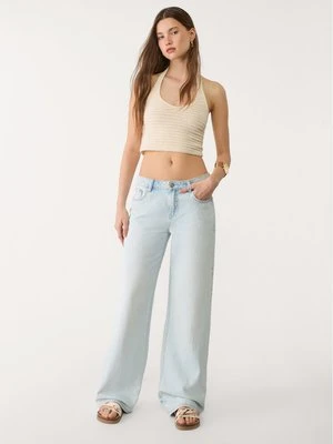 Stradivarius D91 Jeansy low wide leg  Niebieski denim