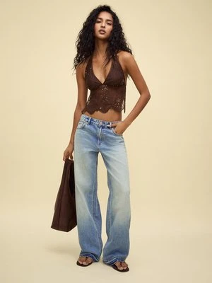 Stradivarius D91 Jeansy low wide leg  ŚREDNIOJASNY NIEBIESKI DENIM