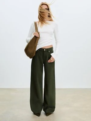 Stradivarius D91 Jeansy z niskim stanem i szerokimi nogawkami  Khaki