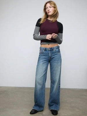 Stradivarius D91 Jeansy z niskim stanem i szerokimi nogawkami  ŚREDNI NIEBIESKI DENIM