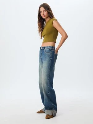 Stradivarius D91 Jeansy z niskim stanem i szerokimi nogawkami  ŚREDNI NIEBIESKI DENIM