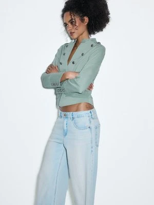 Stradivarius D91 Jeansy z niskim stanem i szerokimi nogawkami  ŚREDNI NIEBIESKI DENIM