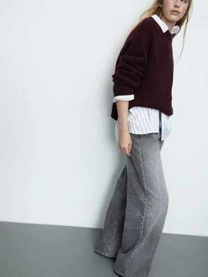 Stradivarius D91 Jeansy z niskim stanem i szerokimi nogawkami  SZARY DENIM