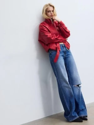 Stradivarius D91 Jeansy z niskim stanem i szerokimi nogawkami  WYBLAKŁY DENIM