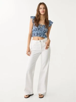 Stradivarius D92 jeansy o prostym kroju typu wide leg  Biały