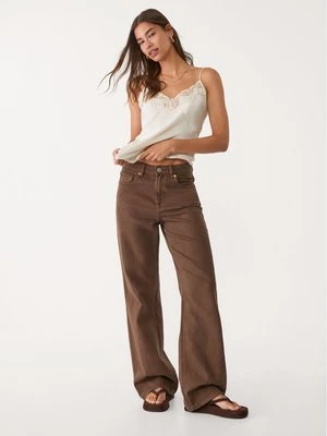 Stradivarius D92 jeansy o prostym kroju typu wide leg  Brązowy