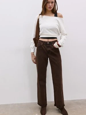 Stradivarius D92 jeansy o prostym kroju typu wide leg  Brązowy