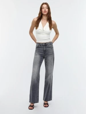 Stradivarius D92 jeansy o prostym kroju typu wide leg  CIEMNOSZARY DENIM